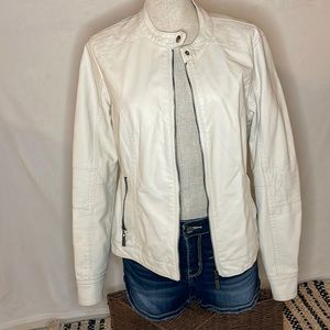 Apt. 9 cream faux leather jacket. Size Large.